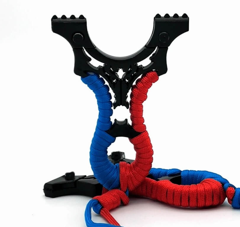 راتنج مقلاع نشاب معدني اطلاق بمقبض ثلاثي للصيد والتصويب يحتوي على ثلاثة أحزمة مطاطية للرياضات والرماية التنافسية