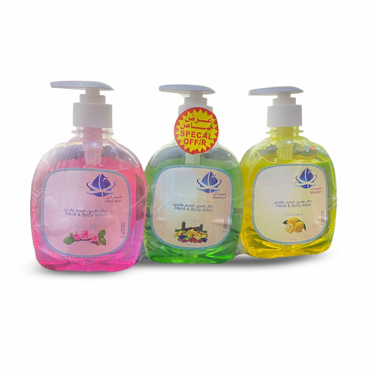 سائل غسيل مسرات للجسم ولليدين عرض خاص 3 قطع 300 مل
